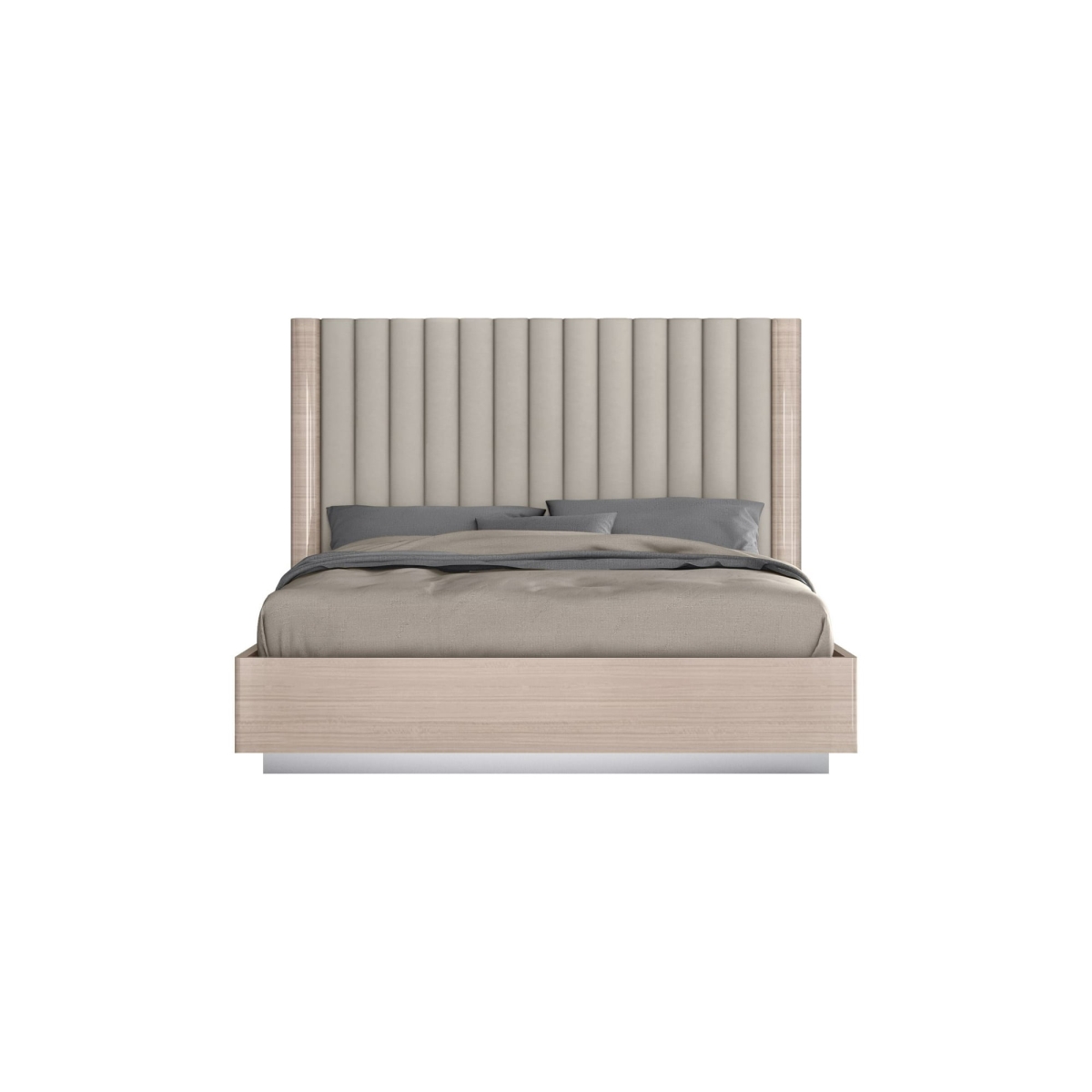 ILP-8273-2HG Modern Waves Bed - Beige - Queen Size - High Gloss Finish
