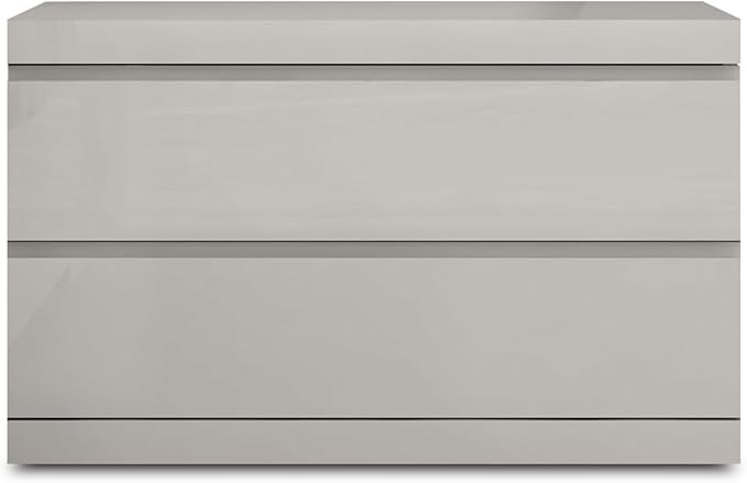 Picture of Whiteline NS1207L-LGRY Anna Large Nightstand - High Gloss Lacquer ILP-8890213HG&#44; 2 Self-Closing Drawers&#44; Light Grey
