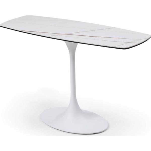 Whiteline CO1719-WHT Modern Living Amarosa Console Table in Clear Glass - Ceramic & Metal, White