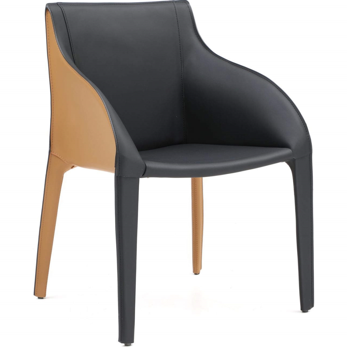 DAC1881P-BLK-BRN Emory Dining Arm Chair - Black & Brown - Fully Upholstered - Modern Design