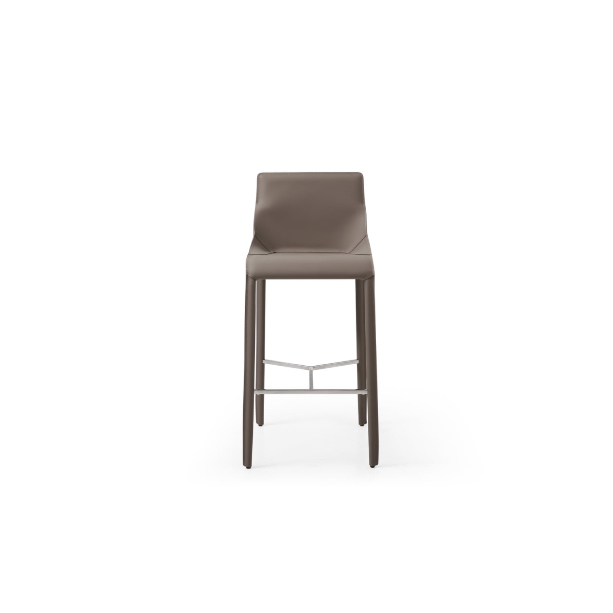 Whiteline BS1881P-GRY FER-MA-R2 Emory Barstool - Fully Upholstered in Faux Leather - Foot Rest Silver Steel, Gray