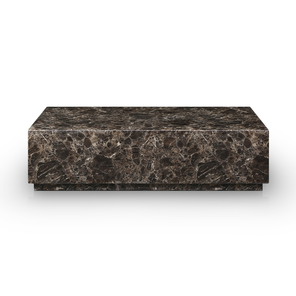 Whiteline CT1927R-DEMP Iris Rectangular Coffee Table - High Gloss Marble SOC-Dark Emperador MRB-DEMP Without Castors, Brown