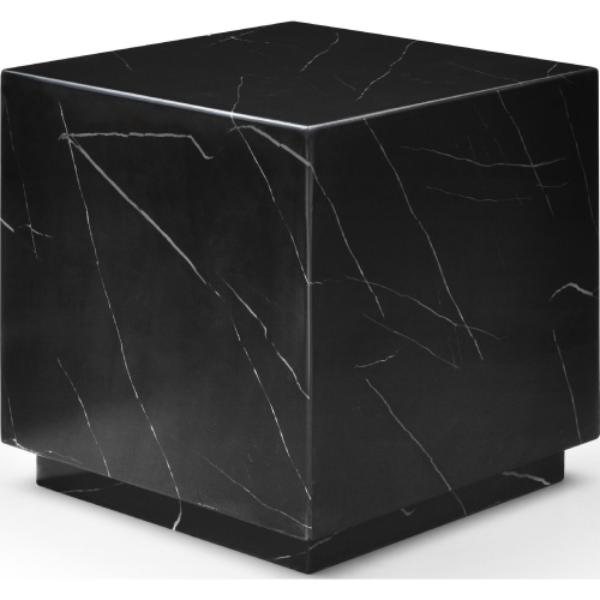 Iris Square Side Table - High Gloss Black Marble - 20in. - Unique Design