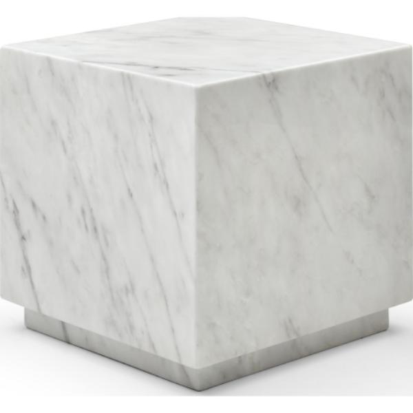 Whiteline ST1927-WHT Iris Square Side Table - High Gloss Marble SOC-5227-3, White