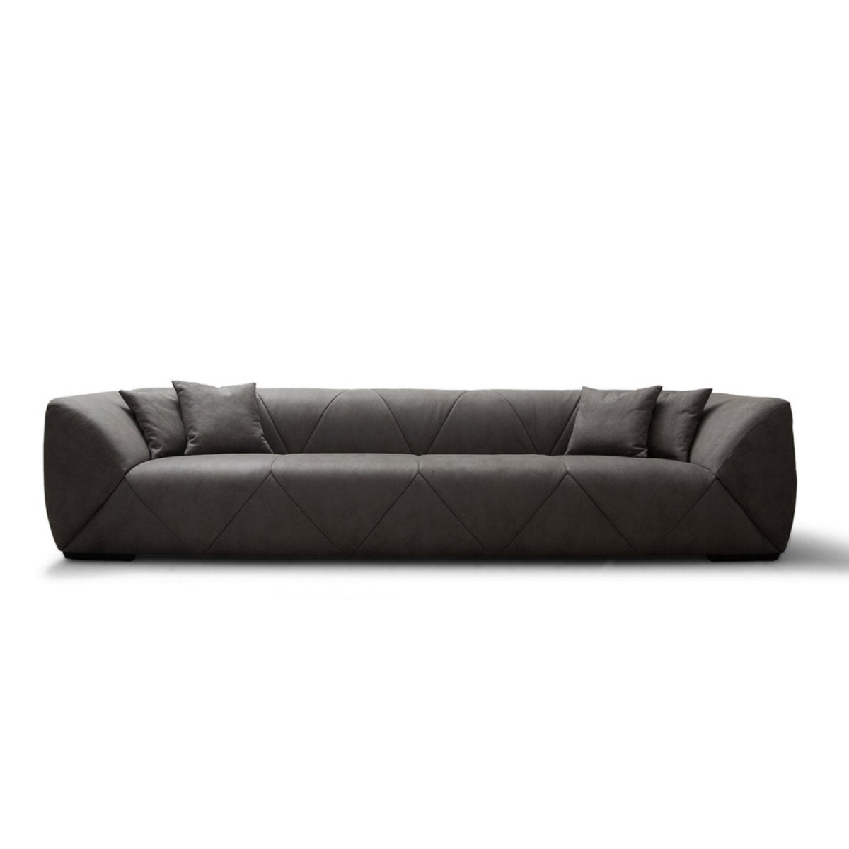 Quarry 4 Seater Sofa - Nubuck SSE-Buffalo 913 BFL913 - Quilted Pattern & Black Legs - Dark Grey