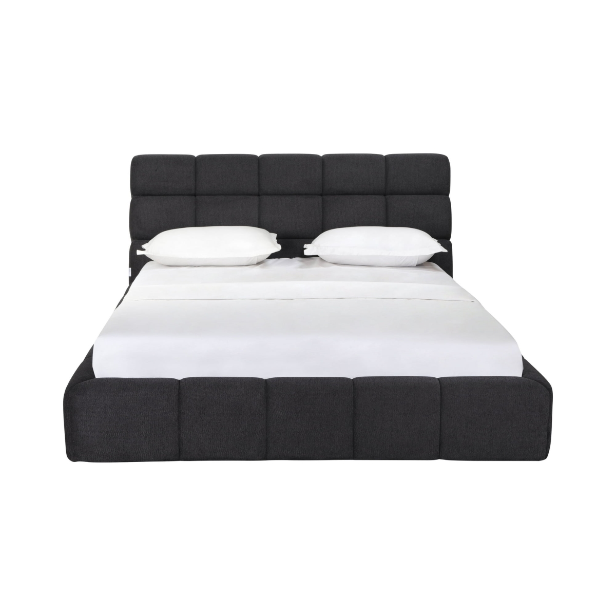 Owen Bed - Dark Gray - Queen Size - Upholstered with Padded Squares Design