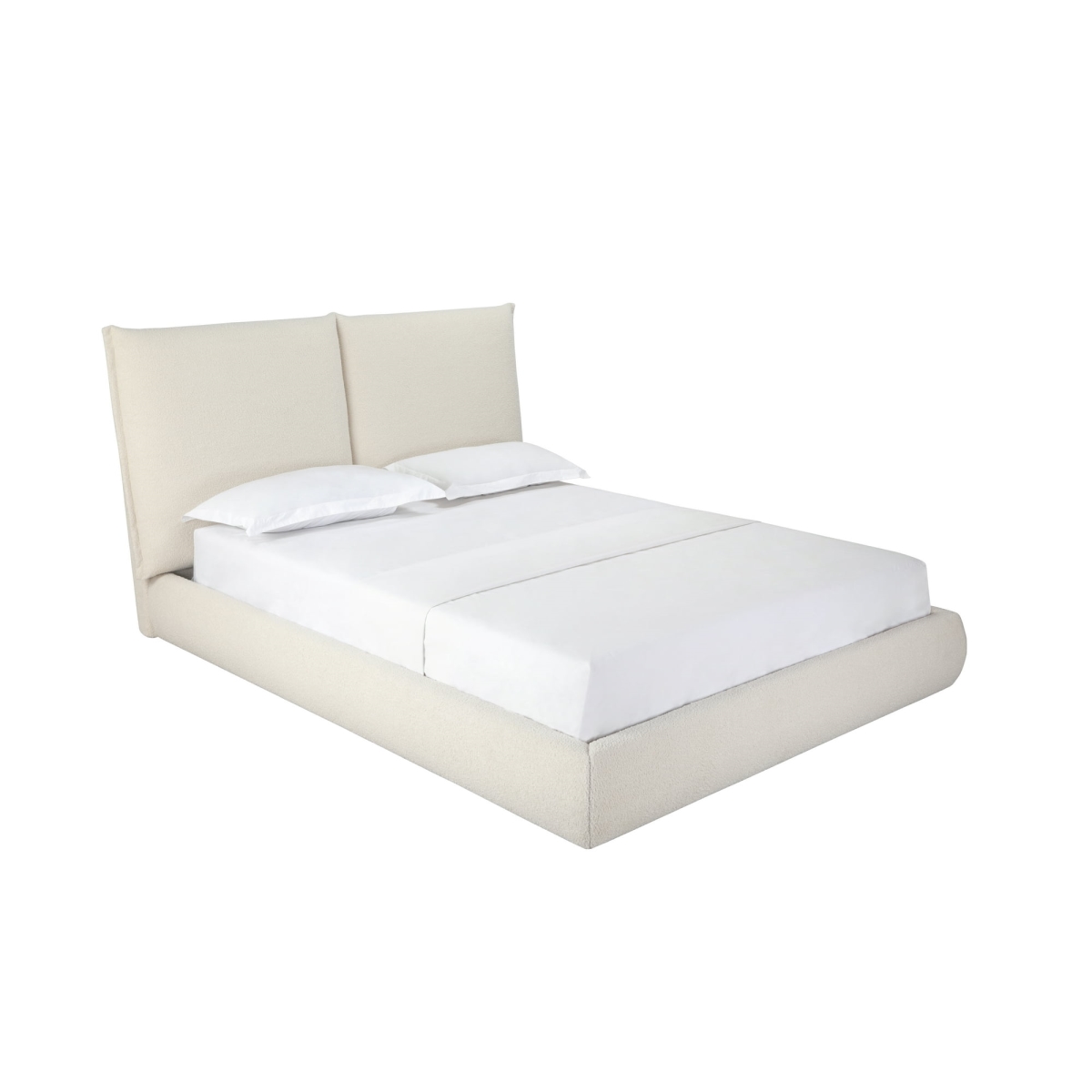Whiteline BQ2011F-BEI Eric Bed - Fully Upholstered - Fabric CIR-FD203 & Split Headboard Design, Beige - Queen Size