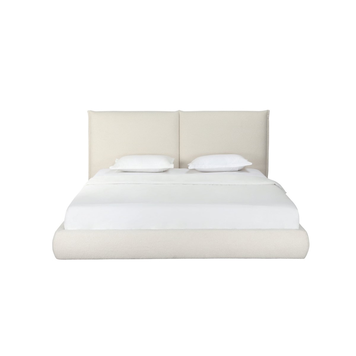 Whiteline BK2011F-BEI Eric Bed - Fully Upholstered Fabric CIR-FD203 - Split Headboard Design, Beige - King Size