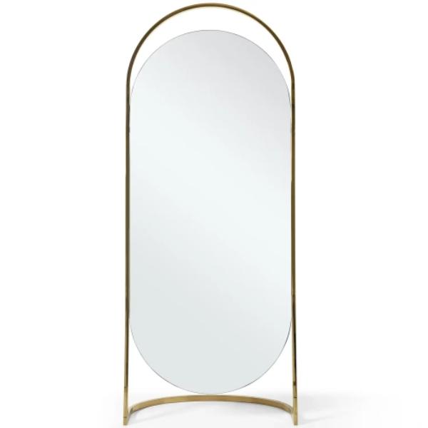 Picture of Whiteline MR2014 5 mm Modern Living Celina Arched Floor Mirror in Gold Polished Stainless Steel&#44; Clear