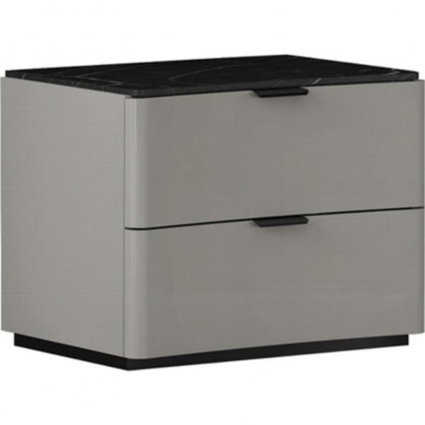 Picture of Whiteline NS2021-LGRY-BLK High Gloss Lacquer ILP-8890213HG Massimo Nightstand&#44; Light Grey