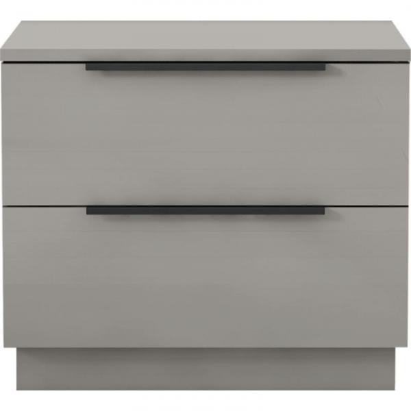 Picture of Whiteline NS2022-LGRY-BLK Damien Nightstand - High Gloss Lacquer ILP-8890213HG&#44; 2 Self-Closing Drawers & Matte Black Handles&#44; Light Grey
