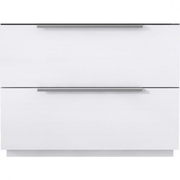 Picture of Whiteline NS2022-WHT-SLV Damien Nightstand - High Gloss Lacquer ILP-88464HG&#44; 2 Self-Closing Drawers & Silver Stainless Steel Handles&#44; White