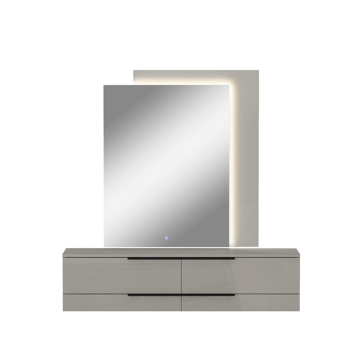 Picture of Whiteline MR2022-LGRY Damien Rectangular Mirror - Side Frame in High Gloss Lacquer ILP-8890213HG with LED Light&#44; Light Gray