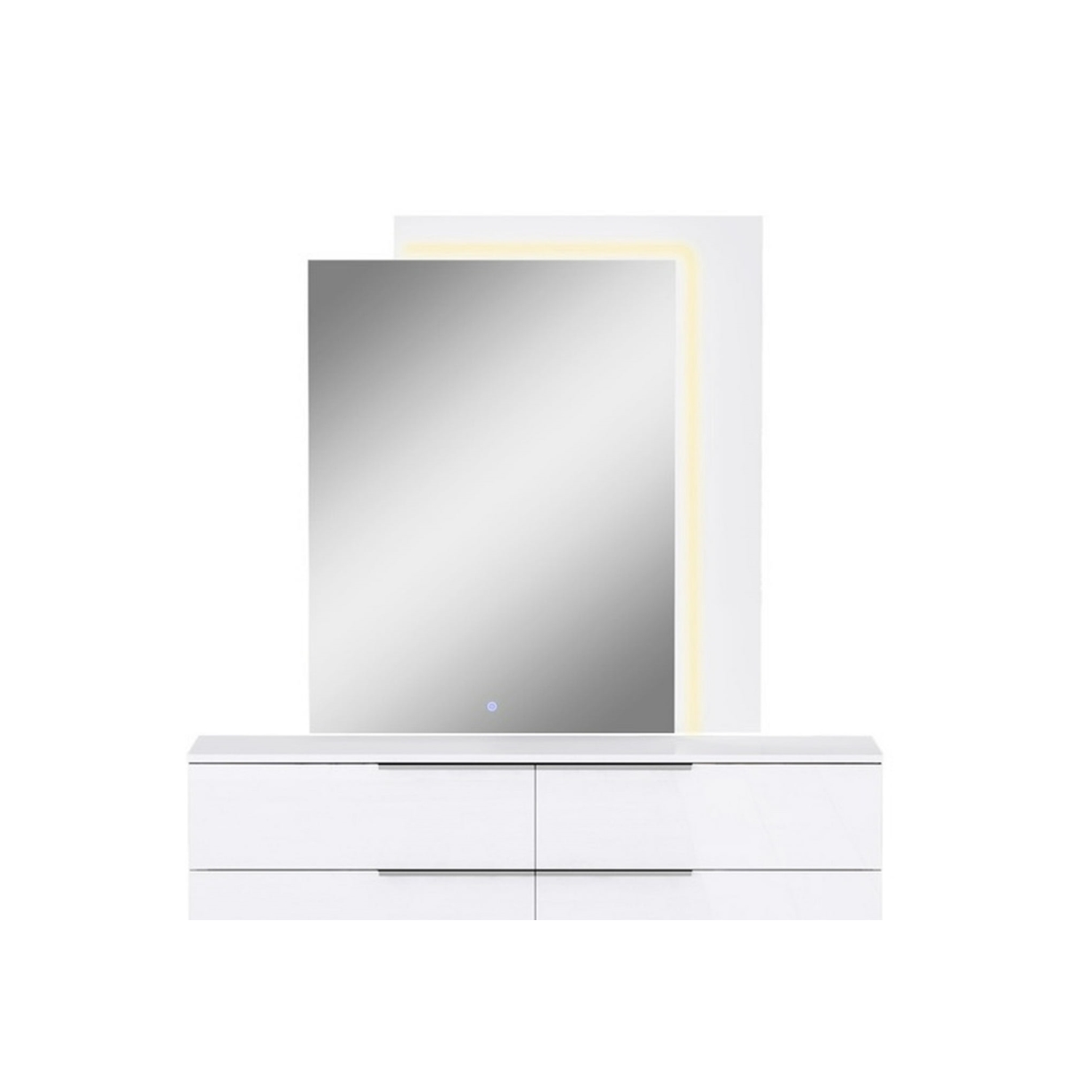 Picture of Whiteline MR2022-WHT Damien Rectangular Mirror - Side Frame in High Gloss Lacquer ILP-88464HG with LED Light&#44; White