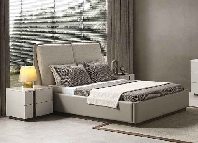 Picture of Whiteline NS2020L-LGRY-WLT Romina Left Nightstand - Two Self-Closing Drawers with Inner Handle&#44; Light Grey