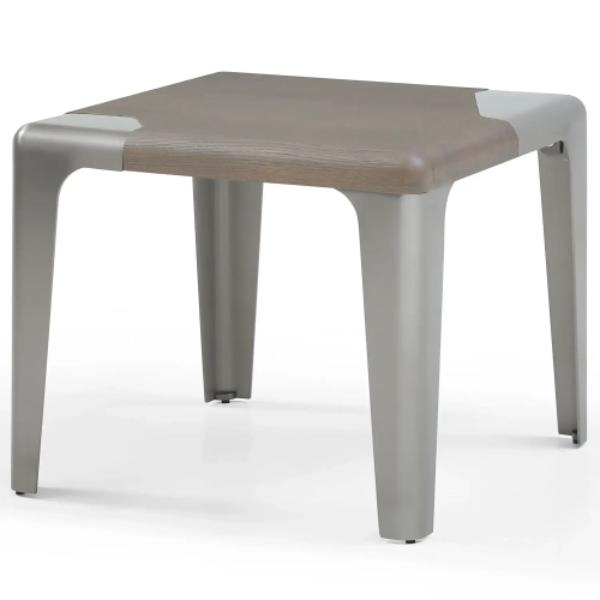 Whiteline ST2029-GRY Modern Living Elena Side Table - Ash Veneer & Brushed Nickel Stainless, Light Gray
