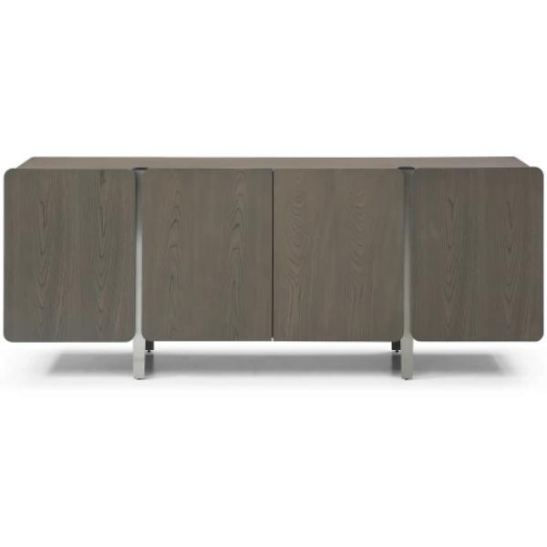 Elena Buffet - Light Gray Ash Veneer & Stainless Steel Legs - Modern Design