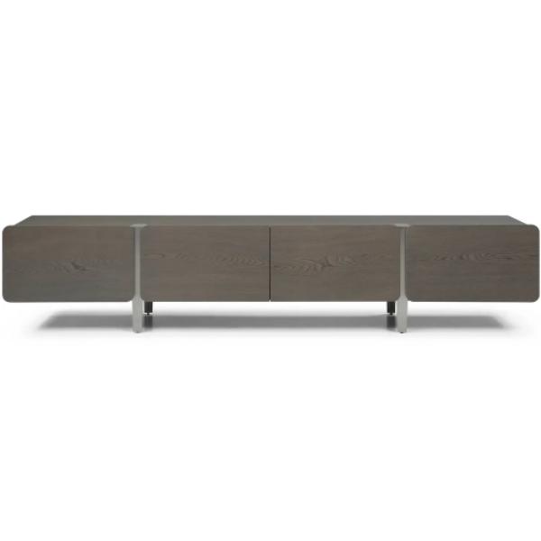 Picture of Whiteline EC2029-GRY Modern Living Elena TV Stand in Ash Veneer & Brushed Nickel Stainless&#44; Light Gray