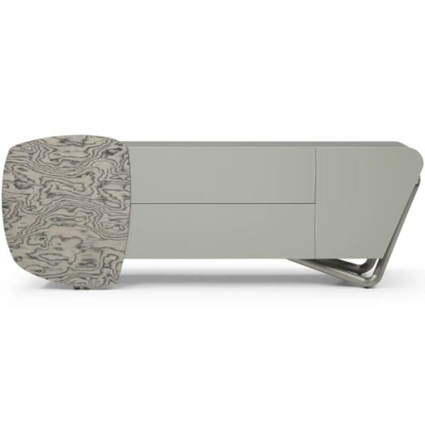 Whiteline SB2035-GRY Modern Living Anaconda Buffet in Lacquer, Maple Veneer & Brushed Nickel, Gray