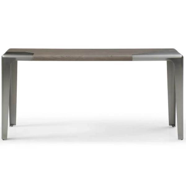 Whiteline CO2029-LGRY Modern Living Elena Console Table in Ash Veneer & Brushed Nickel, Light Gray
