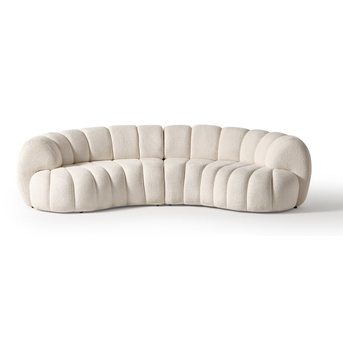 Whiteline SO2047F-WHT Rhodes Curved Sofa, White