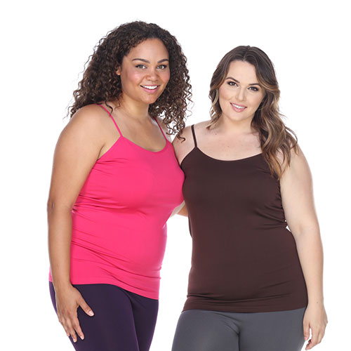 Womens Plus Size Tank Tops - Charcoal & Purple - One Size - Pack of 2