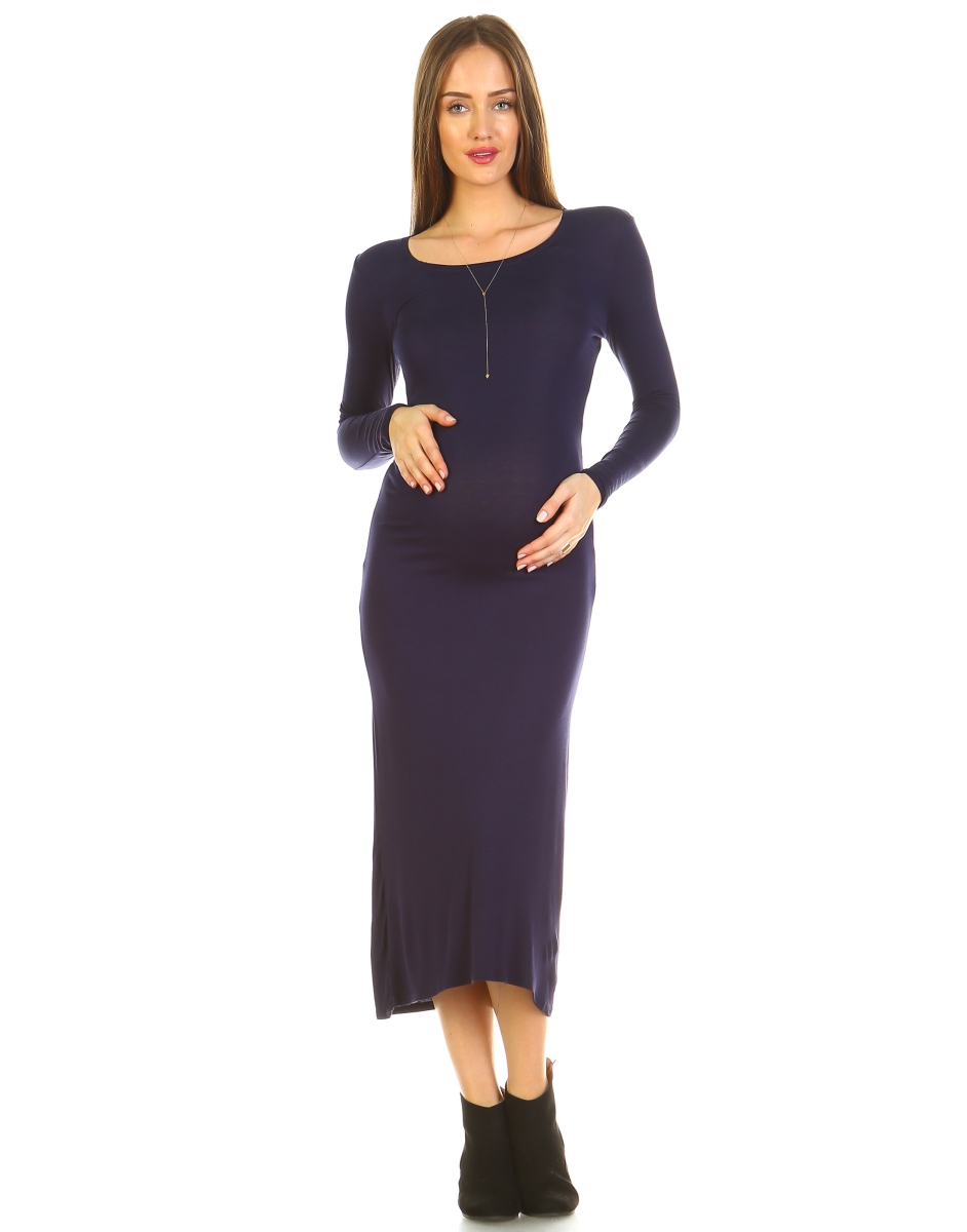 Picture of White Mark MTRPS891L-02-2XL Maternity Penelope Maxi Dress&#44; Navy - 2XL