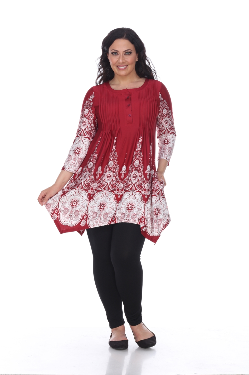 Picture of White Mark PS1326-42-1XL Womens Plus Size Dulce Tunic Top&#44; Burgundy & White - 1XL