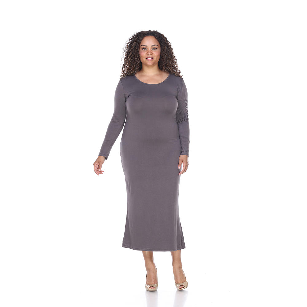 Picture of White Mark PS891L-Charcoal- 2XL Plus Ria Dress, Scoop Neck