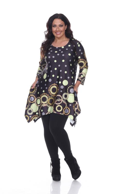 Picture of White Mark PS1301-27 3X Plus Size Erie Tunic 27&#44; Black - 3XL