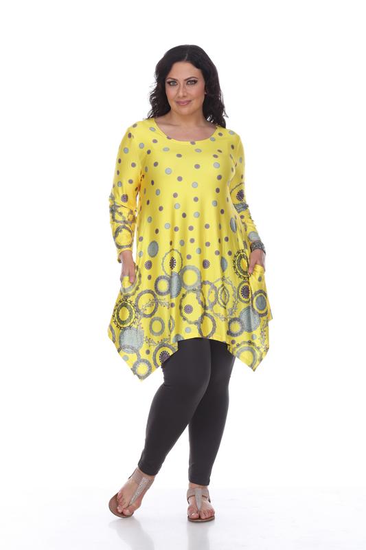 Picture of White Mark PS1301-28 1X Plus Size Erie Tunic 28&#44; Yellow - Extra Large