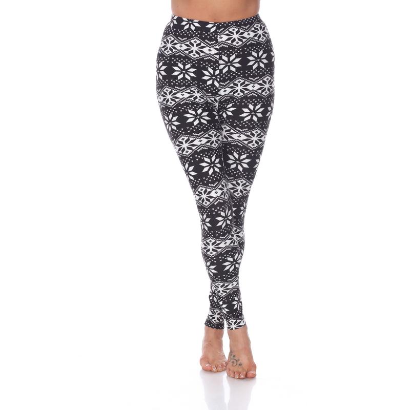 Picture of White Mark 210-187 Womens Fit Size Most Printed Leggings&#44; Black & White - One Size