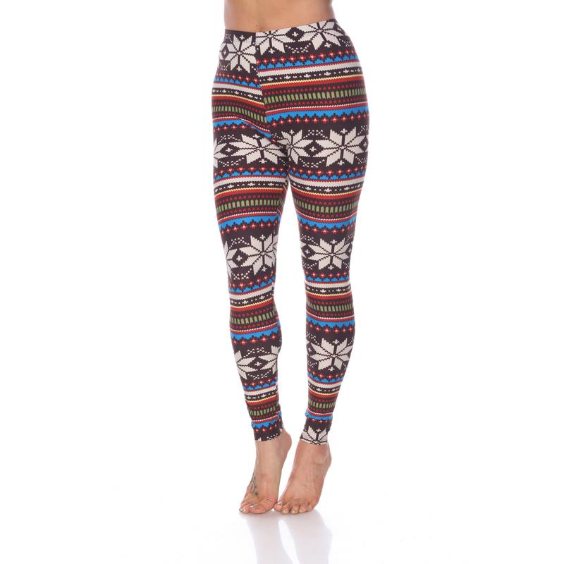 Picture of White Mark 210-190 Womens Fits Most Printed Leggings&#44; Brown & Multi - One Size