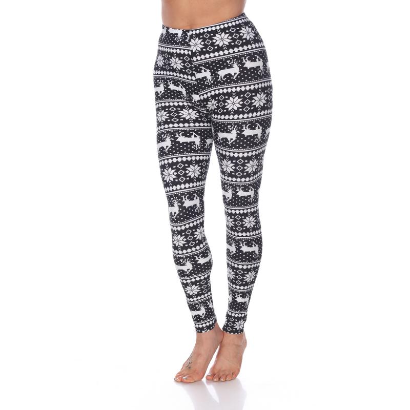 Picture of White Mark 210-196 Womens Fits Most Printed Leggings&#44; Black & White - One Size