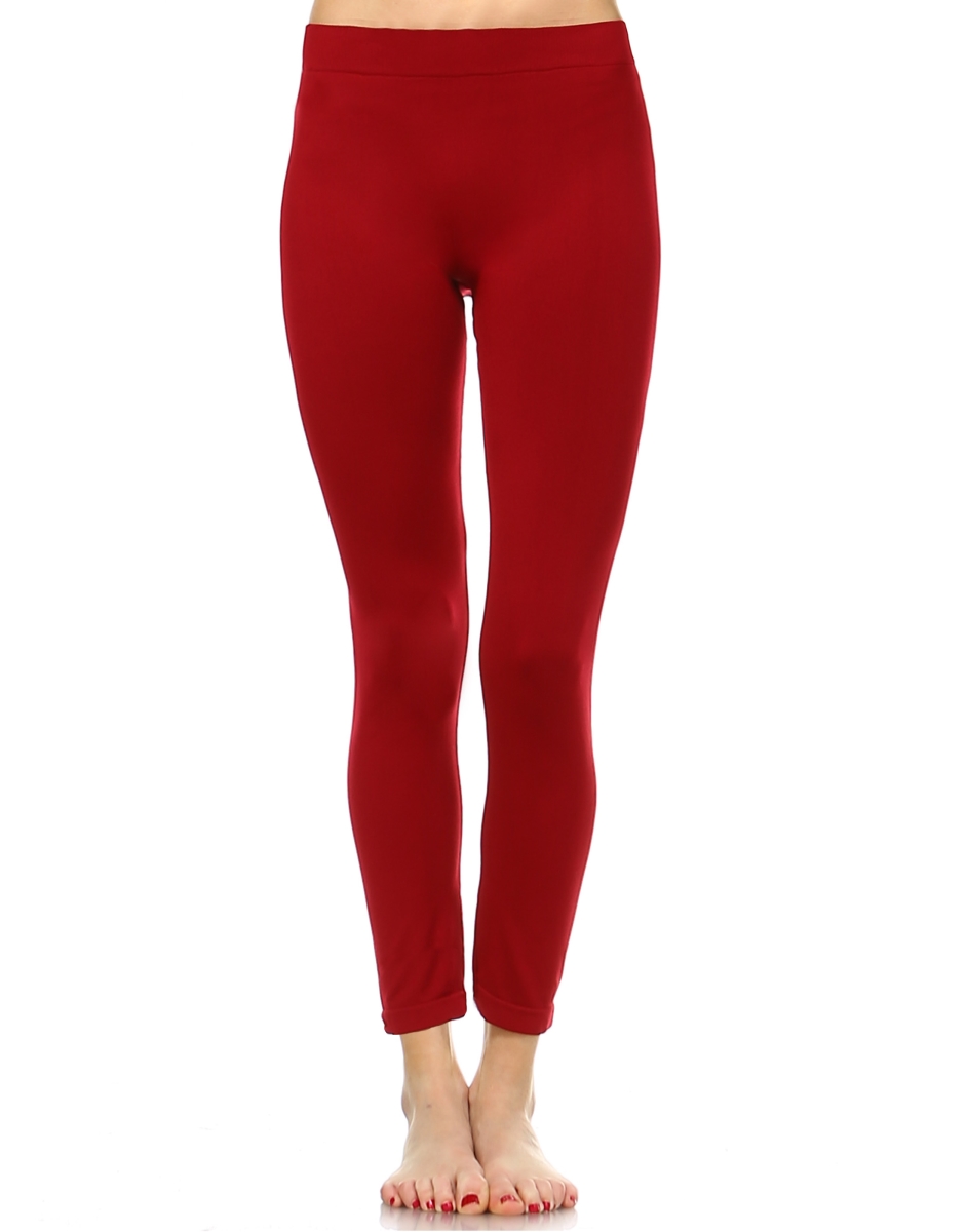 white mark 208-11 Women Solid Leggings - Burgundy, One Size