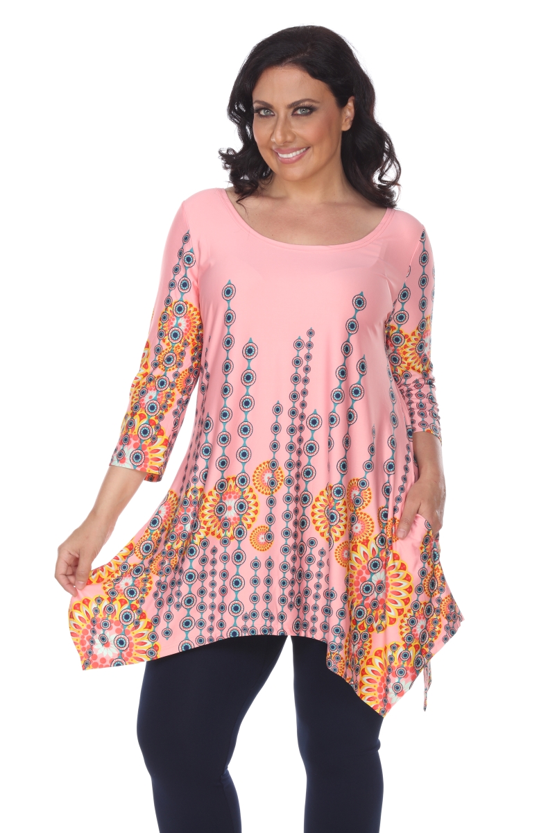 Picture of White Mark PS1301-46-2XL Plus Size Rella Tunic Dress - Pink&#44; 2XL