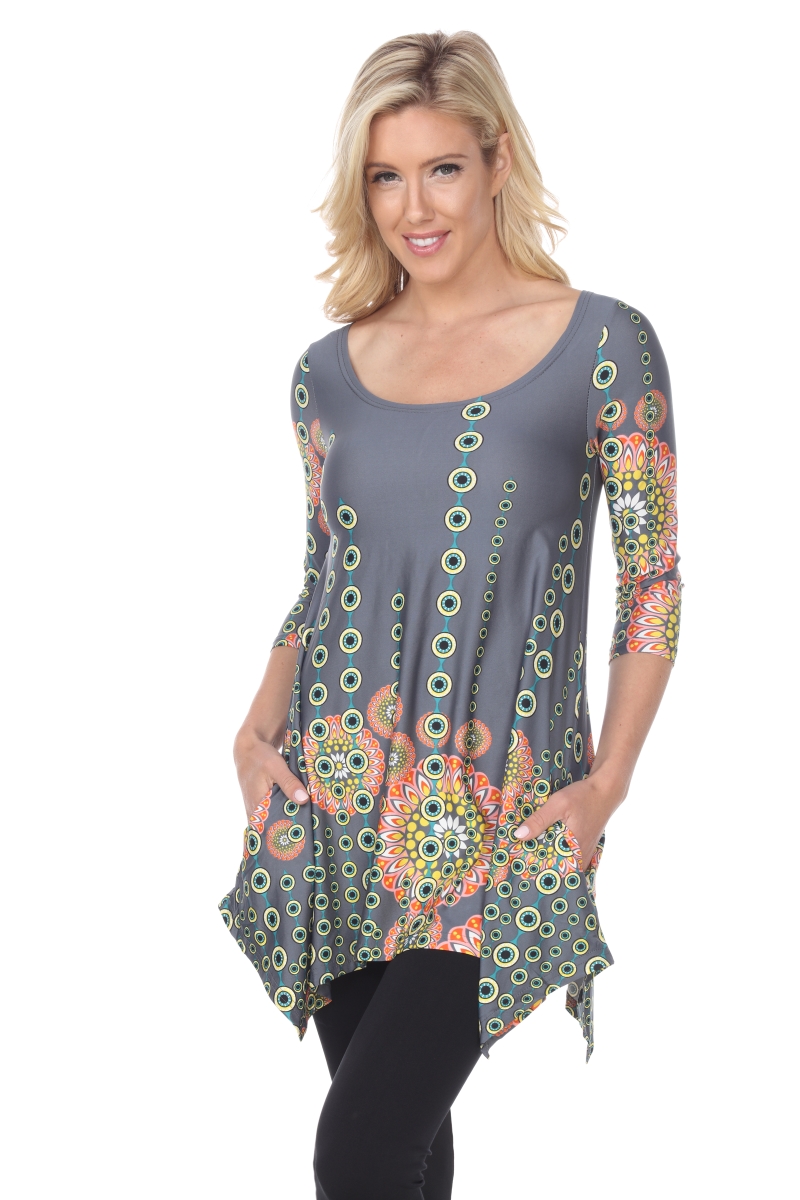Picture of White Mark 1301-45-XL Rella Tunic Top - Grey&#44; Extra Large