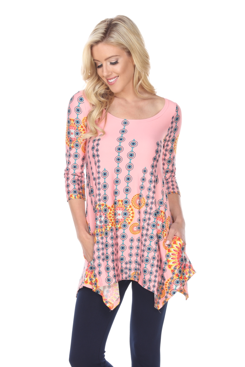 Picture of White Mark 1301-46-S Rella Tunic Top - Pink&#44; Small
