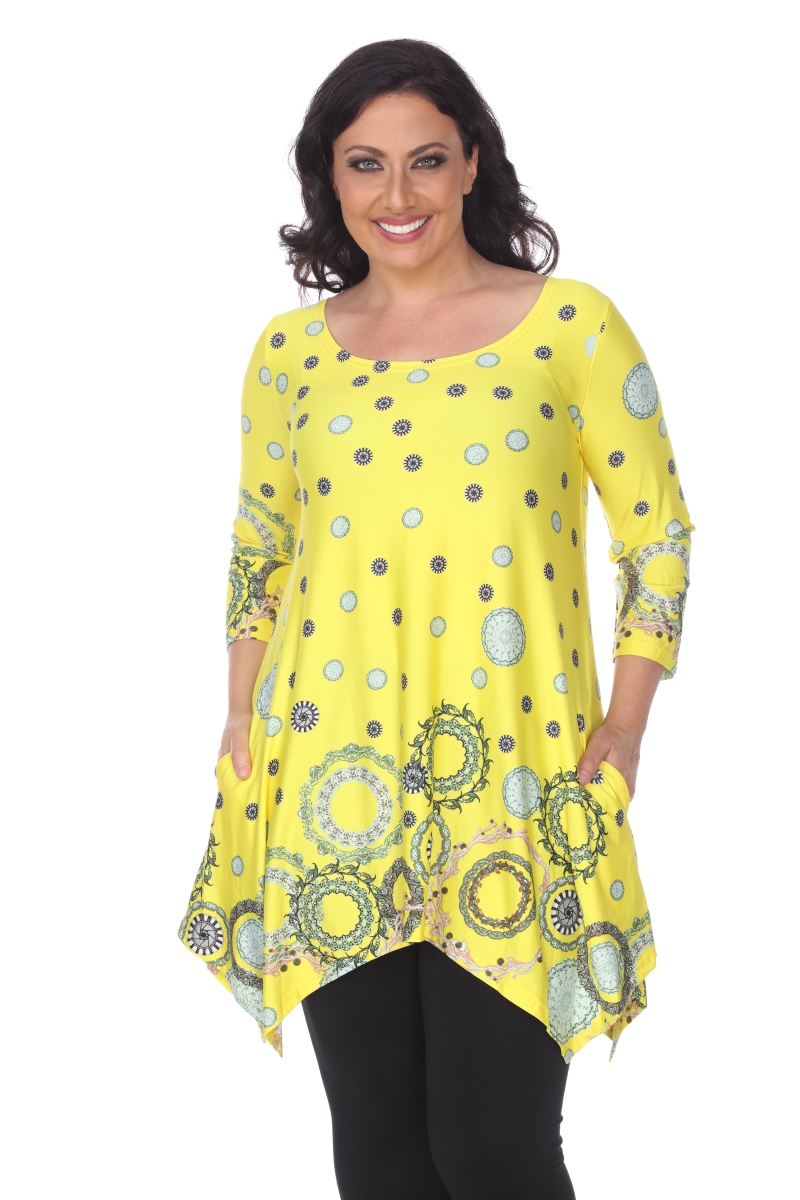 Picture of White Mark PS1301-28-4XL Plus Size Erie Tunic Yellow&#44; 4XL