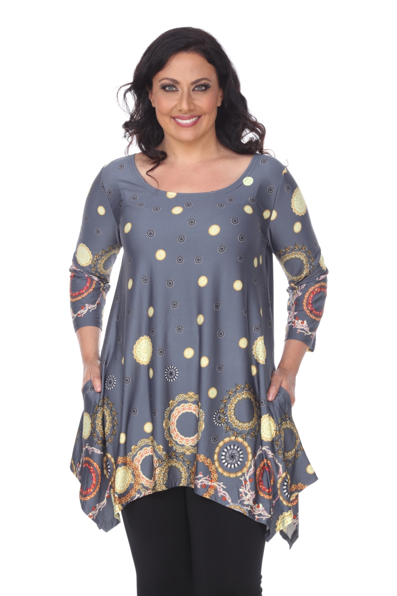 Picture of White Mark PS1301-29-4XL Plus Size Erie Tunic Grey&#44; 4XL