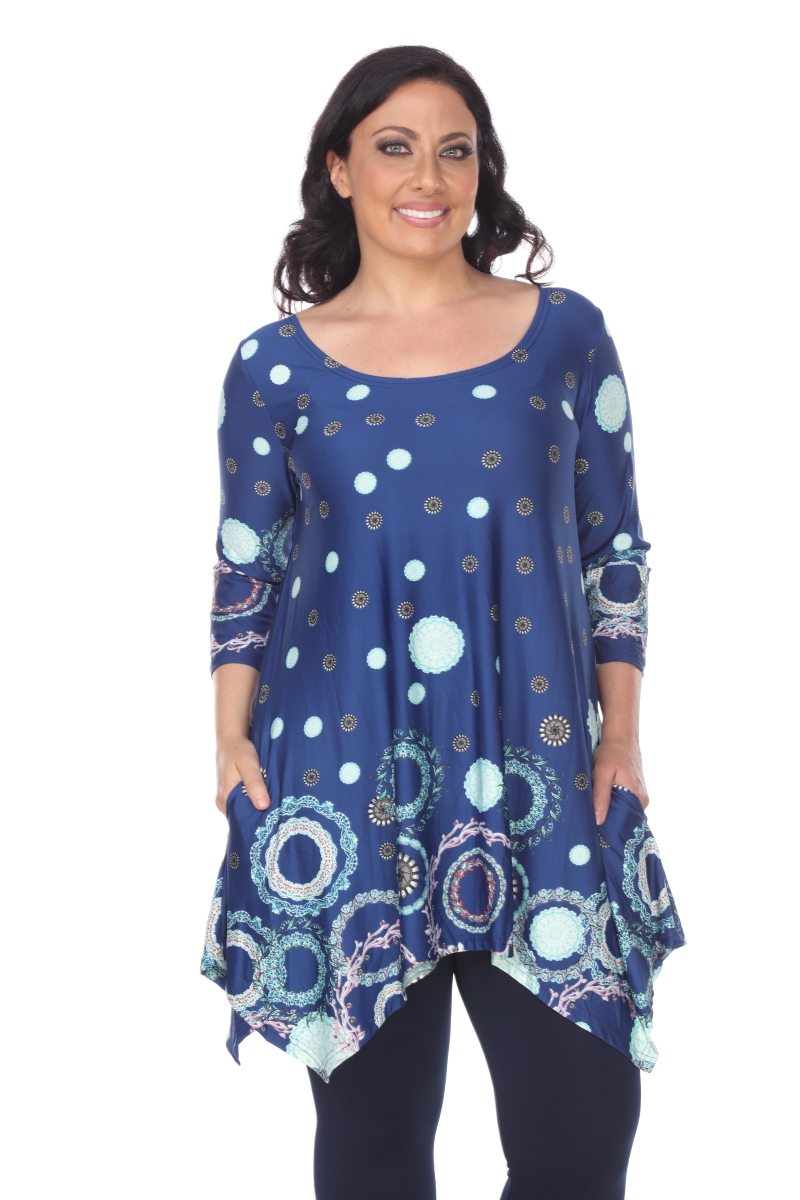 Picture of White Mark PS1301-49-1XL Plus Size Erie Tunic Royal Blue&#44; 1XL