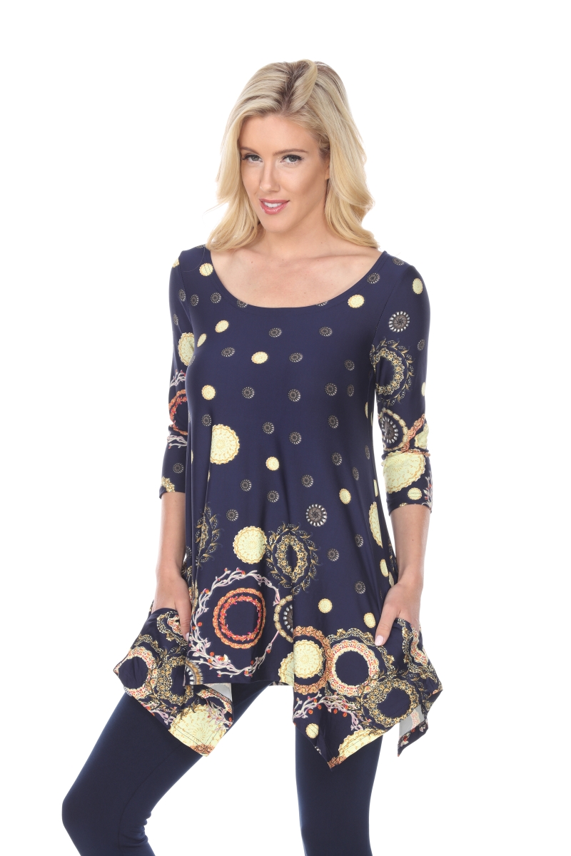 Picture of White Mark 1301-48-S Erie Tunic Top - Navy&#44; Small