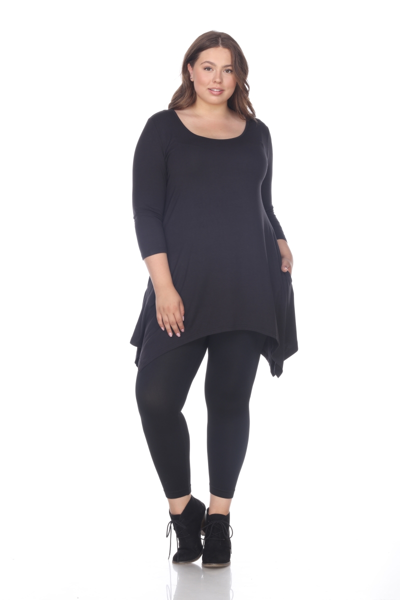 Picture of White Mark PS1302-01-1XL Womens Plus Size Makayla Tunic Top&#44; Black - 1XL