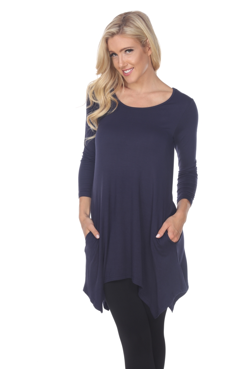Picture of White Mark PS1302-02-1XL Womens Plus Size Makayla Tunic Top&#44; Navy - 1XL