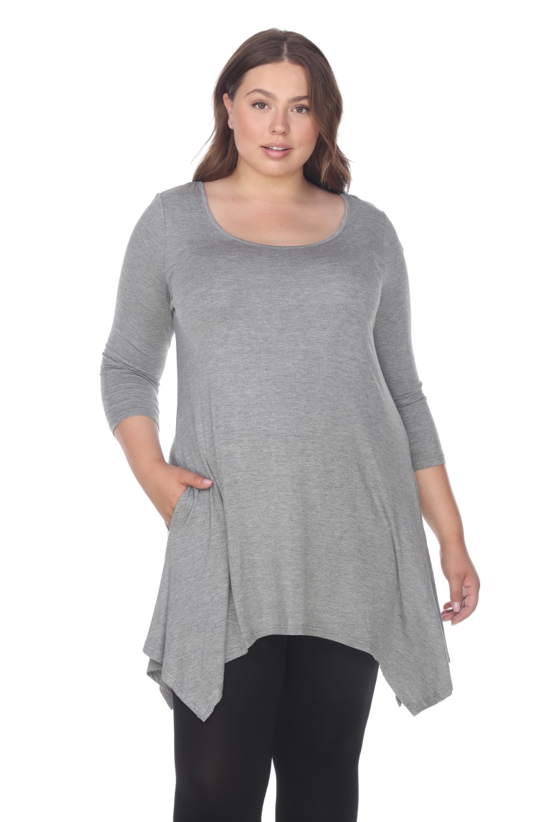Picture of White Mark PS1302-03-1XL Womens Plus Size Makayla Tunic Top&#44; Charcoal - 1XL