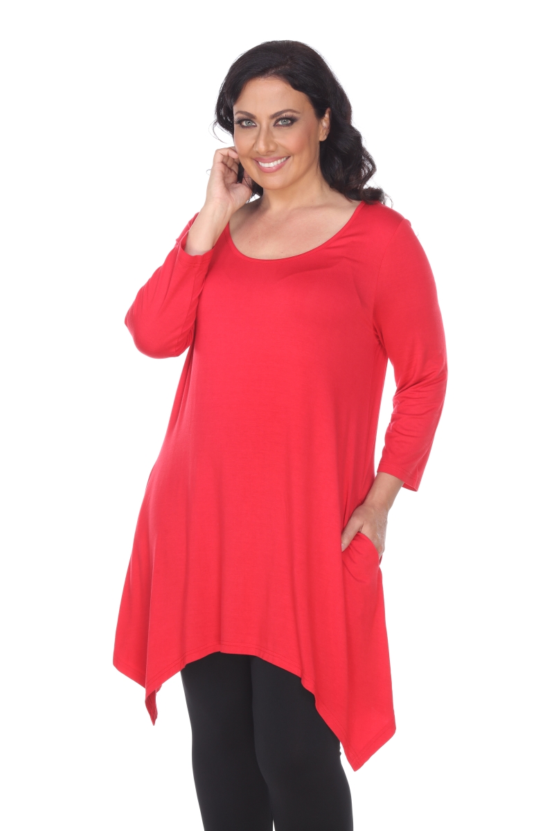 Picture of White Mark PS1302-04-4XL Womens Plus Size Makayla Tunic Top&#44; Red - 4XL