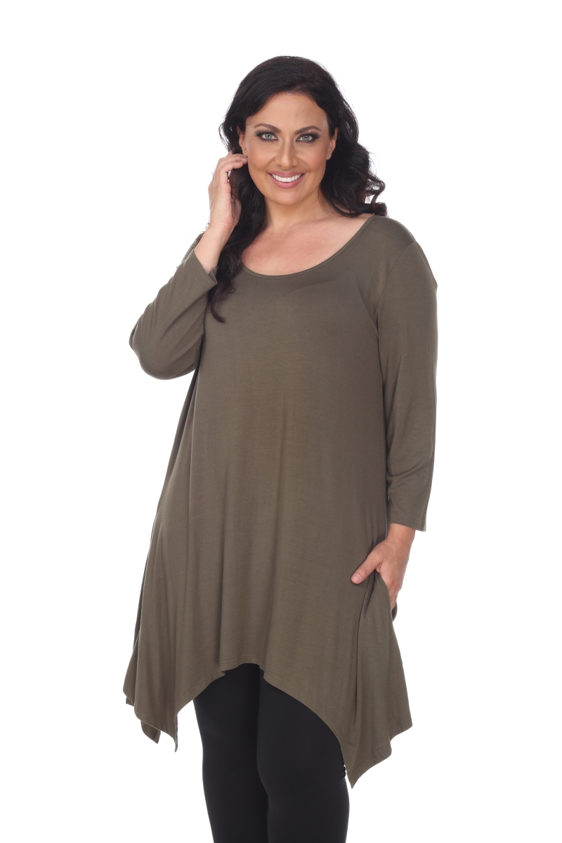 Picture of White Mark PS1302-05-3XL Womens Plus Size Makayla Tunic Top&#44; Olive - 3XL