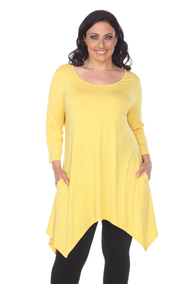 Picture of White Mark PS1302-09-1XL Womens Plus Size Makayla Tunic Top&#44; Mustard - 1XL