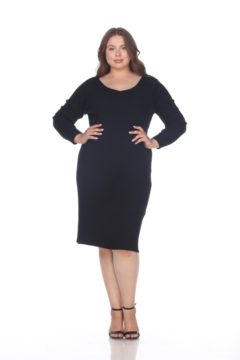 Picture of White Mark PS057-01-1XL Womens Plus Size Destiny Sweater Dress&#44; Black - 1XL