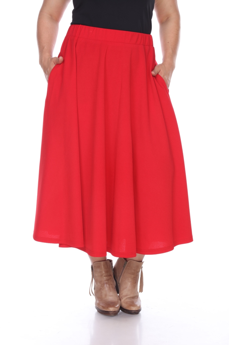 Picture of White Mark PS709-04-1XL Womens Plus Tasmin Flare Midi Skirt&#44; Red - 1XL